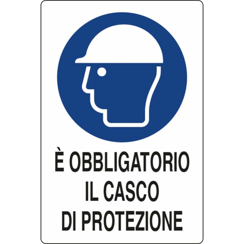 foto del prodotto cartello segnaletica obbligatorio casco di protezione 30x20