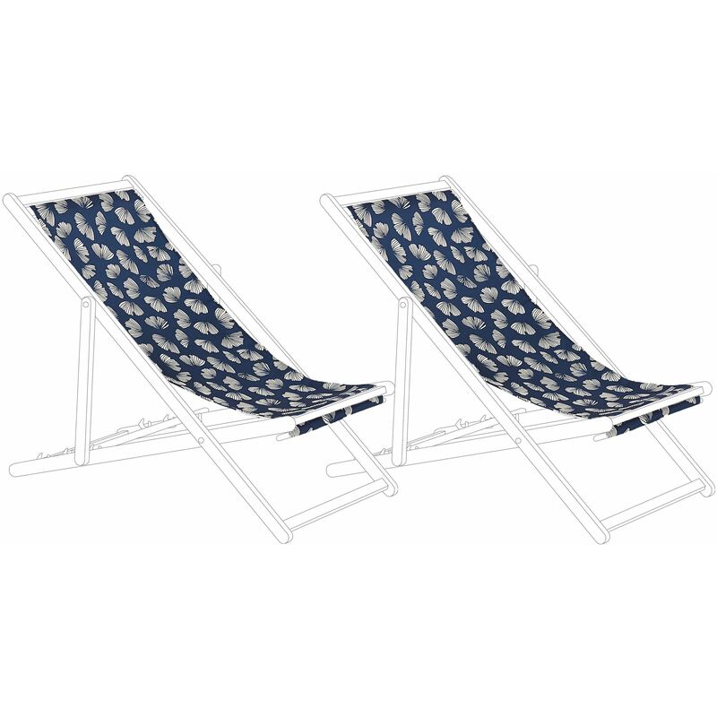 foto del prodotto set di 2 teli sostitutivi per sdraio fantasia farfalle beige e blu marino anzio avellino