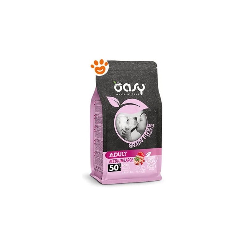 foto del prodotto oasy dog grain free adult medium large maiale oasy dog grain free adult medium large maiale sacco da 2,5 kg