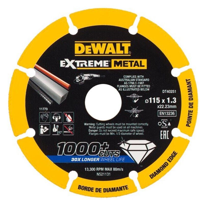 foto del prodotto dewalt extreme metal 115x1,3mm disco diamantato per ferro
