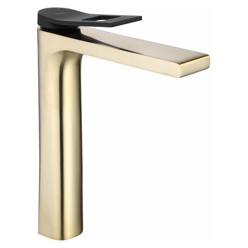 foto del prodotto rea rubinetto lavabo soul gold mat black high