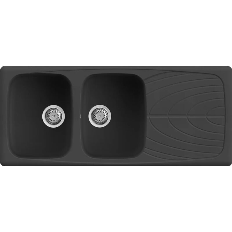 foto del prodotto lavello master 500 116x50 2 vasche gocciolatoio nero 40