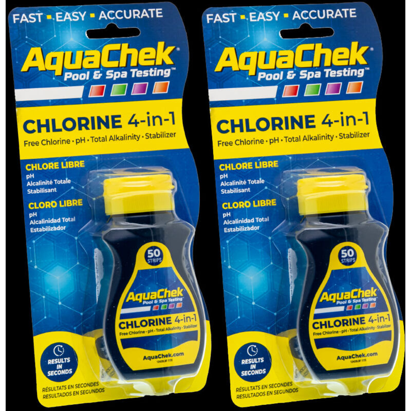 foto del prodotto aquachek pack 2 tiras anal ticas amarillo para cloro, ph, alcalinidad y cido cian rico.