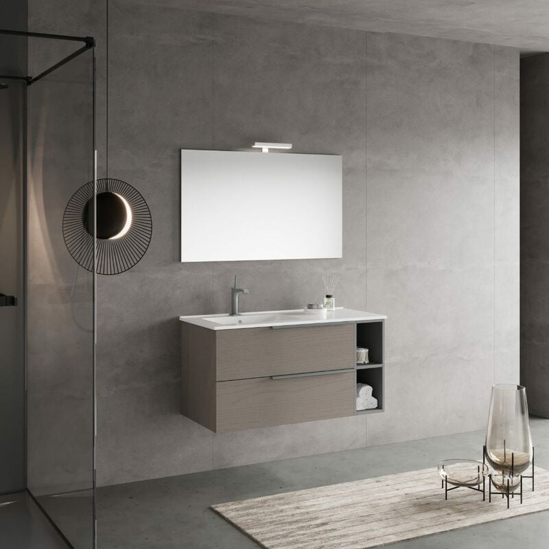foto del prodotto kiamami valentina mobile bagno sospeso da 100cm grigio frassino con specchio 100x60 new york