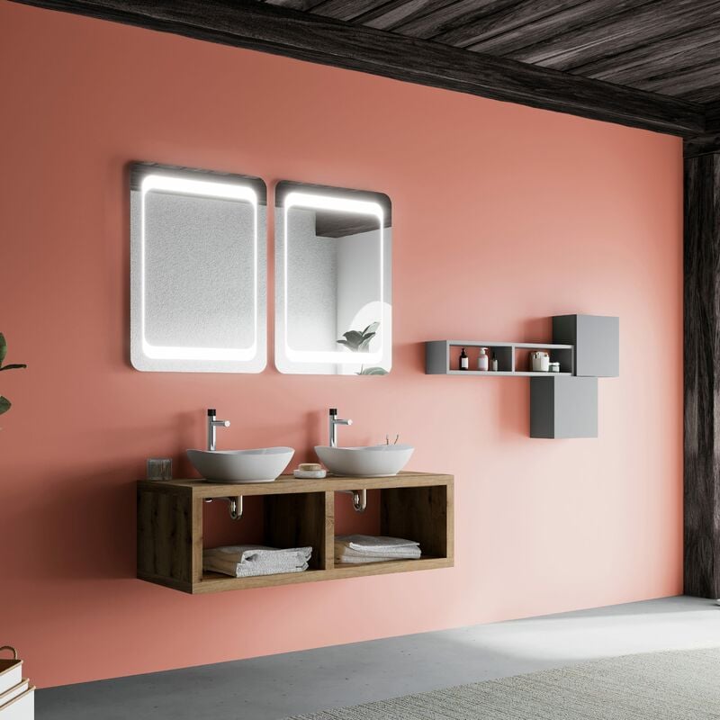 foto del prodotto kiamami valentina mobile bagno a giorno 120cm rovere naturale doppio lavabo appoggio lagos