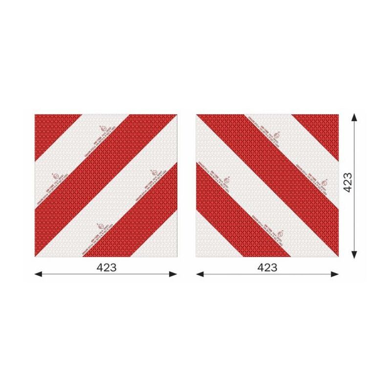 foto del prodotto kit 2 pannelli adesivi omologati per segnalazione su strada 423x423mm