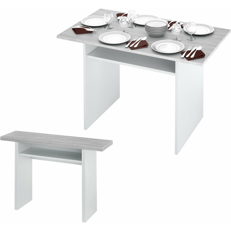foto del prodotto tavolo consolle 35 70x120x75h cm bianco grigio cemento