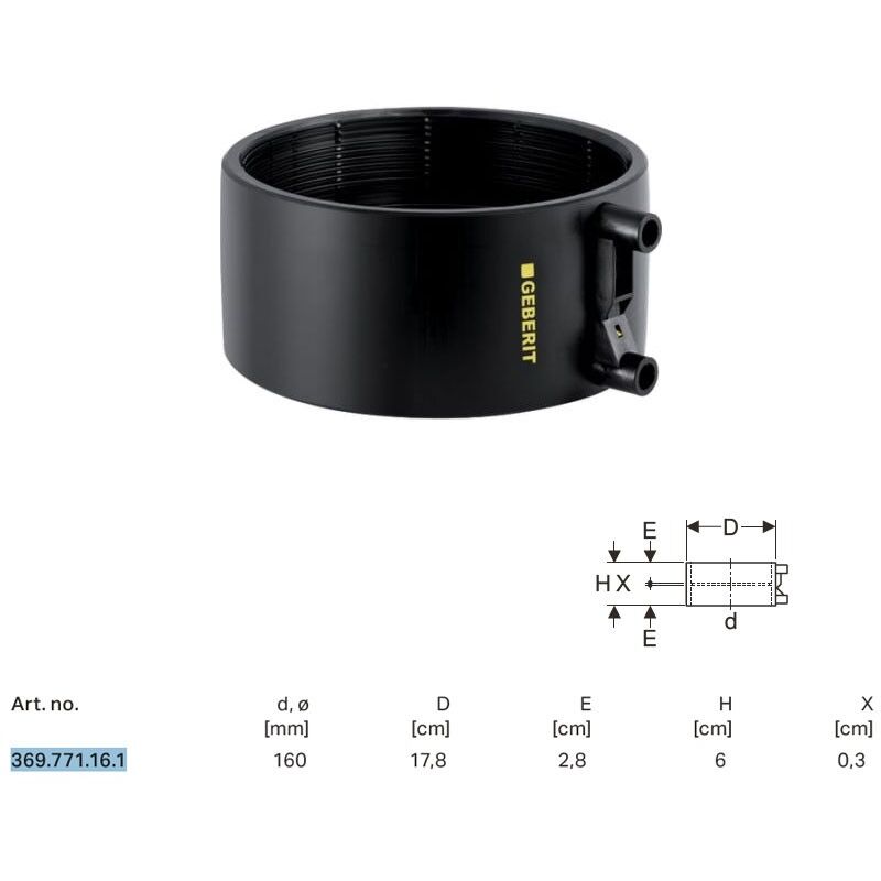 foto del prodotto manicotto termoelettrico pe hd 160 mm a saldare 369.771.16.1