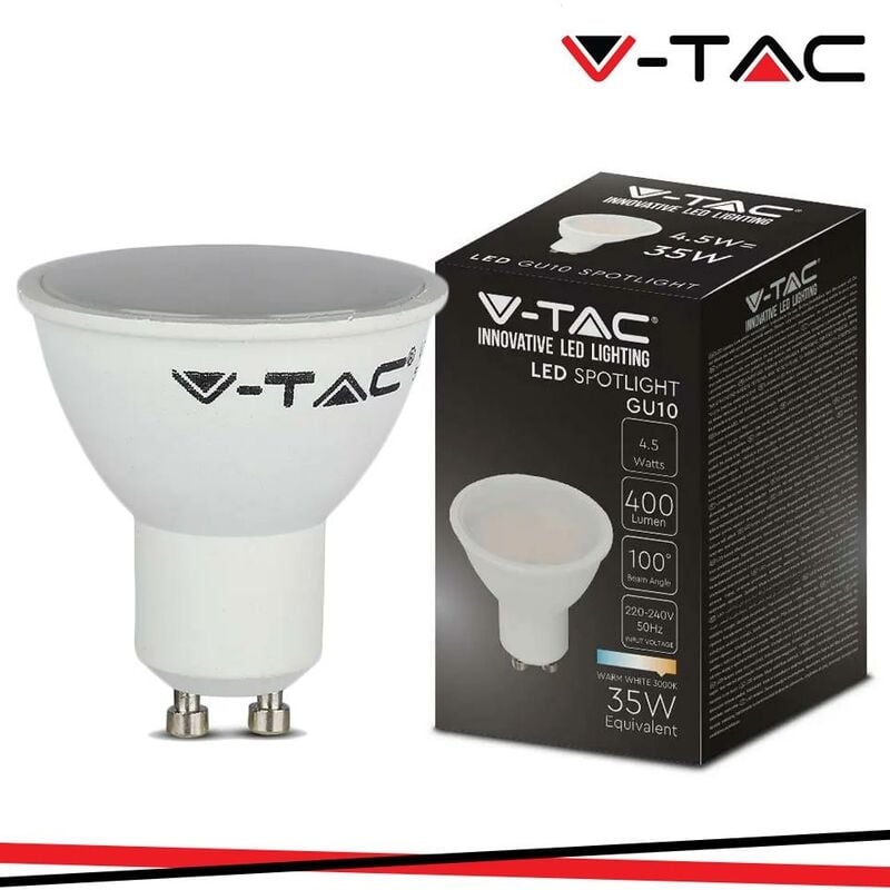 foto del prodotto led lampadina 4.5w gu10 smd white plastica milky cover 4000k luce naturale