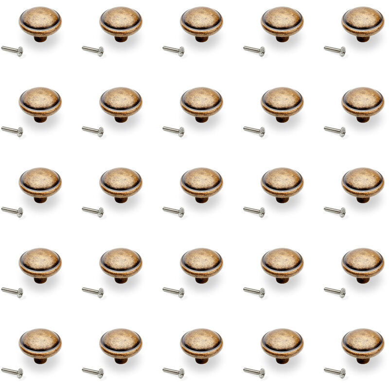 foto del prodotto emuca lotto di 25 pomoli per mobili massanassa, diametro 32mm, zama, bronzato
