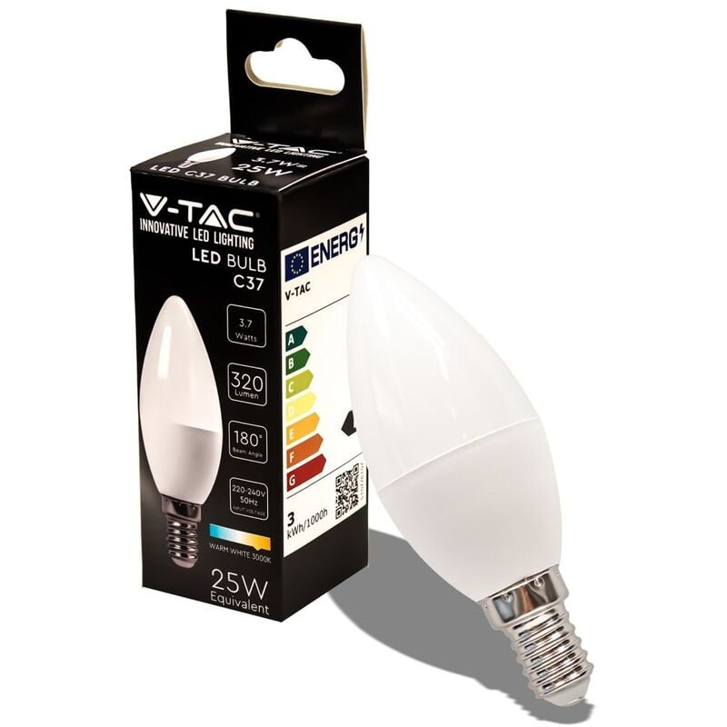 foto del prodotto vt 1818 lampadina led candela smd 3.7w e14 bianco naturale 4000k sku 214166 v tac