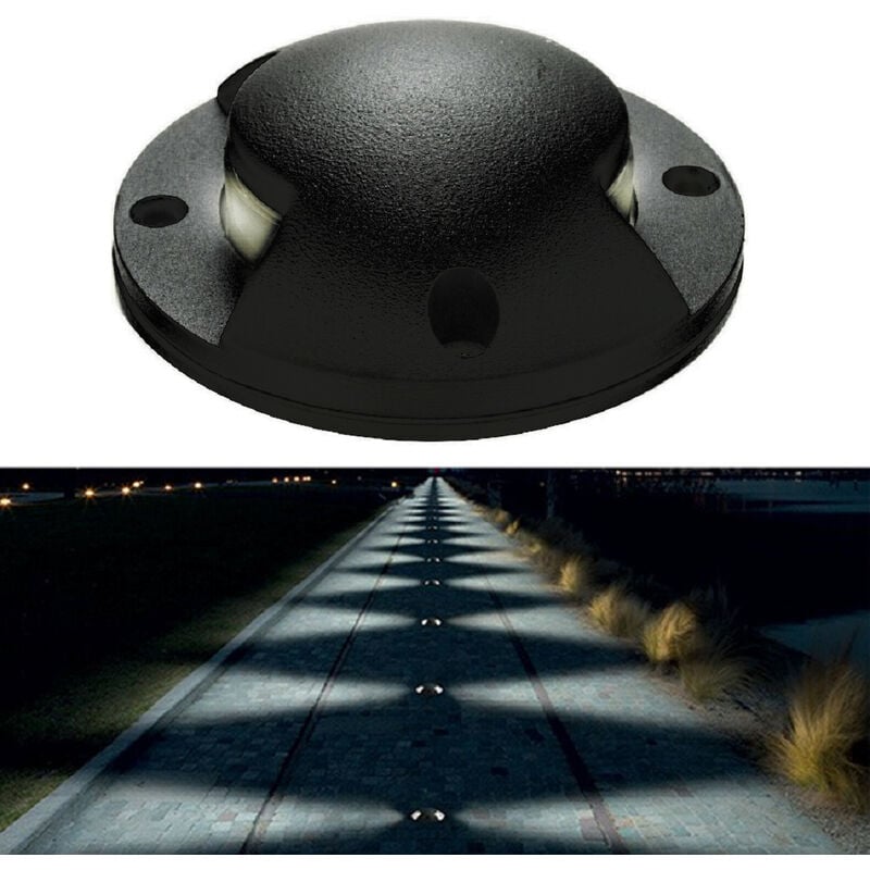 foto del prodotto faretto segnapassi led 6w calpestabile radente doppia finestra luce bianca naturale 4000k 12v ip65