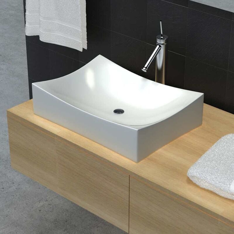 foto del prodotto lavandino in ceramica porcellana bianco lucido