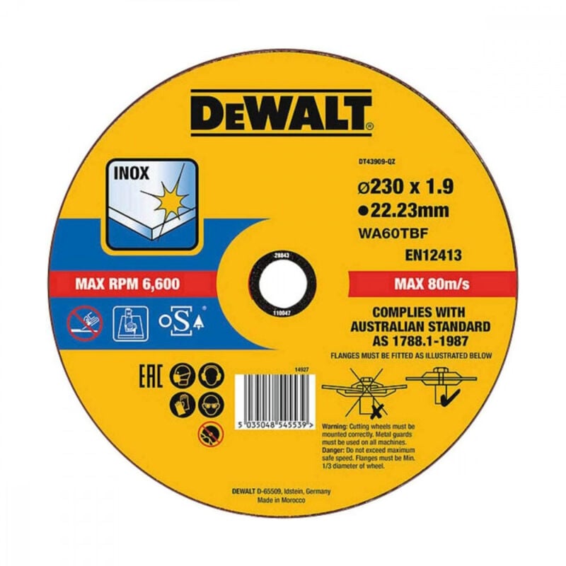 foto del prodotto 230x1,9x22,23mm disco da taglio per ferro e acciaio inox dewalt