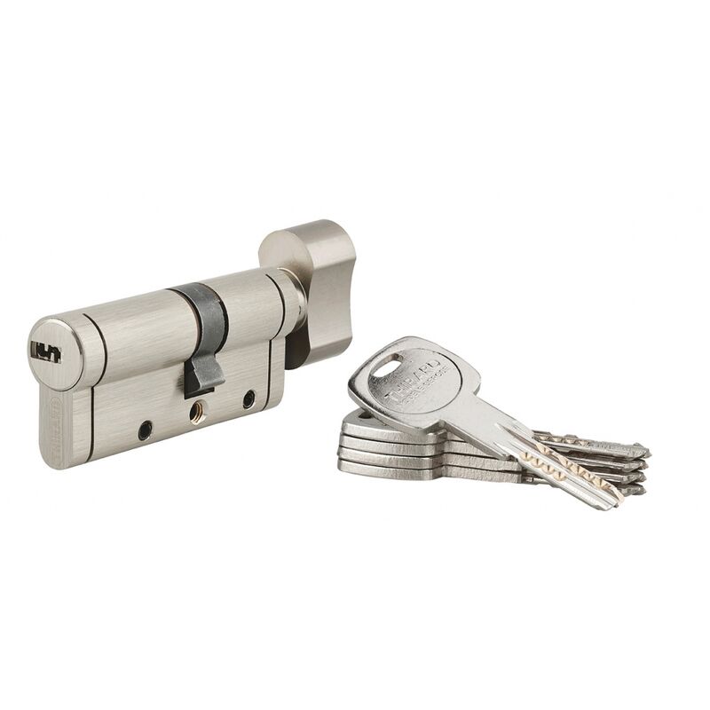 foto del prodotto thirard cilindro europeo pomolo trafic 12, 30bx40mm, nichel, antiperforazione, antirottura, 5 chiavi piatte reversibili