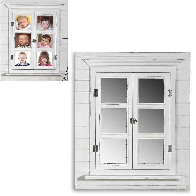 foto del prodotto specchio finestra decor specchio cornice decorazione persiane shabby bianco 64