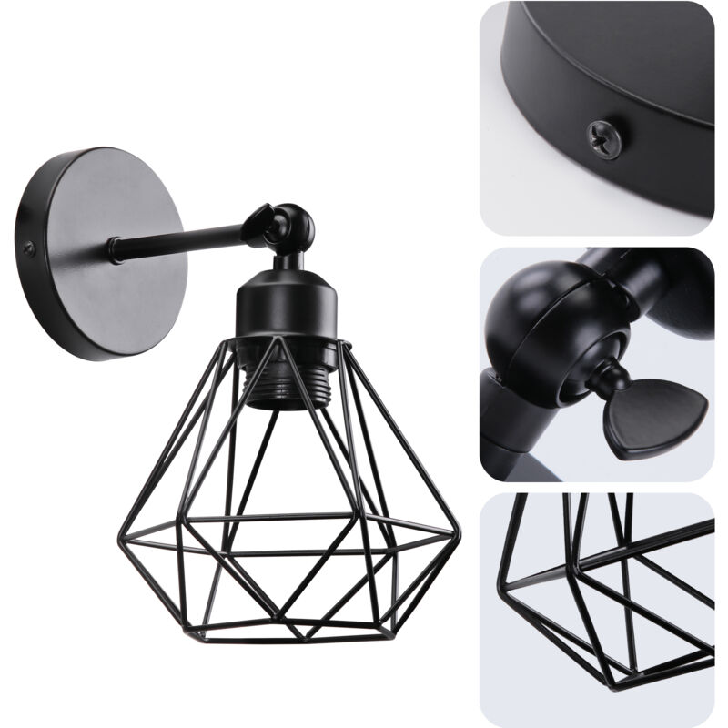 foto del prodotto lampada da parete vintage 180 girevole e27 retr industriale interni illuminazione applique da parete per soggiorno camera da letto 1pcs