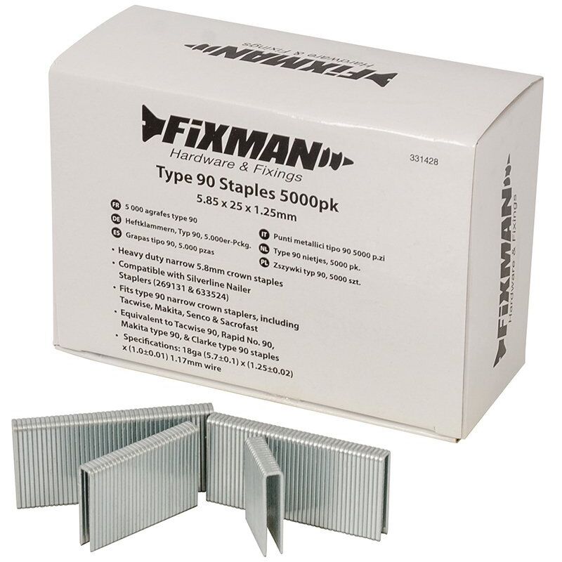 foto del prodotto 331428 tipo 90 graffette, argento, set di 5000 pezzi fixman