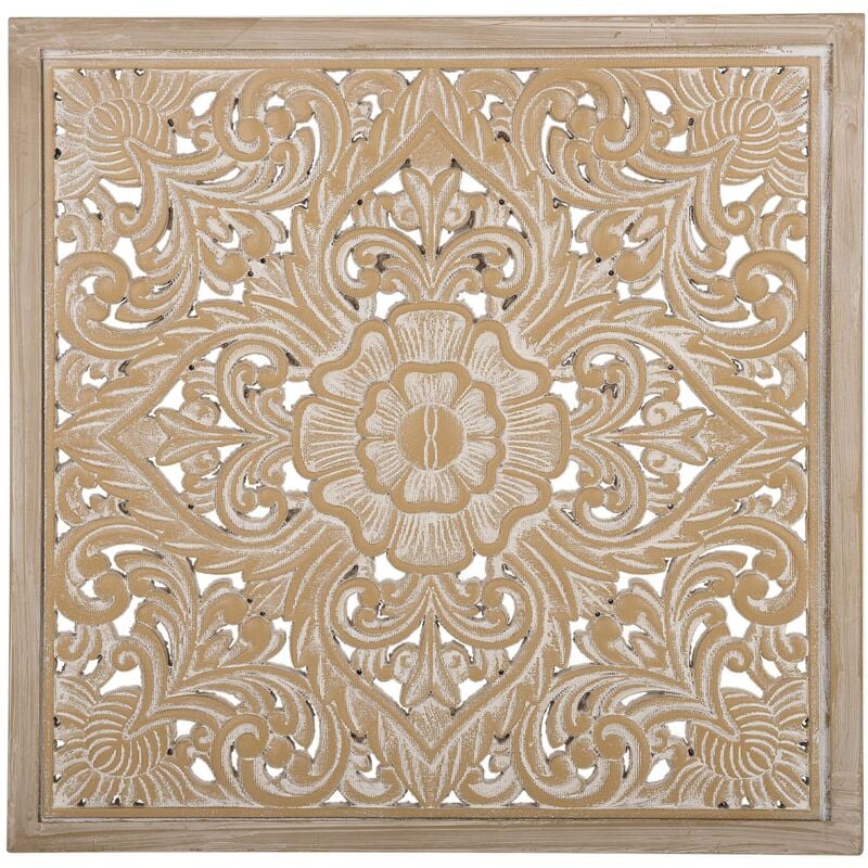 foto del prodotto beliani decorazione da parete bianco e legno chiaro yonora