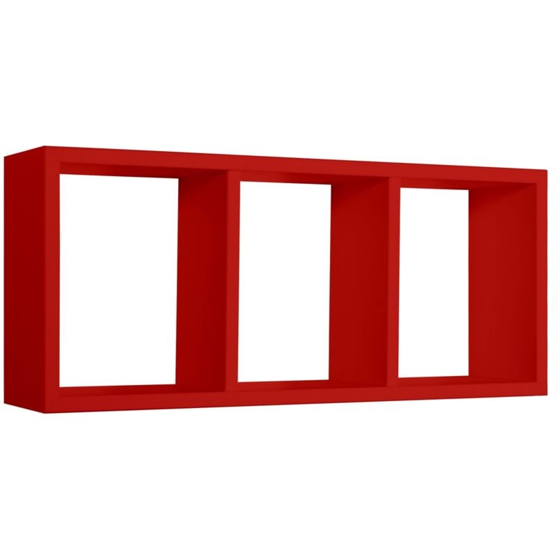 foto del prodotto mensola cubo 3 scomparti scaffale rosso soggiorno salotto camera moderno tristano