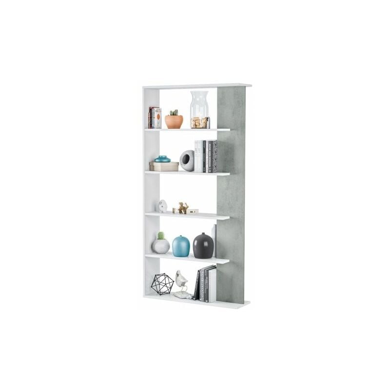 foto del prodotto kit libreria alida 90x25x180 bianco cemento
