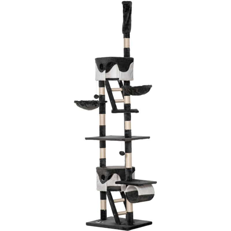immagine 0 del prodotto pawhut tiragraffi a soffitto multilivello 240 260cm, cucce, scale, corde sisal