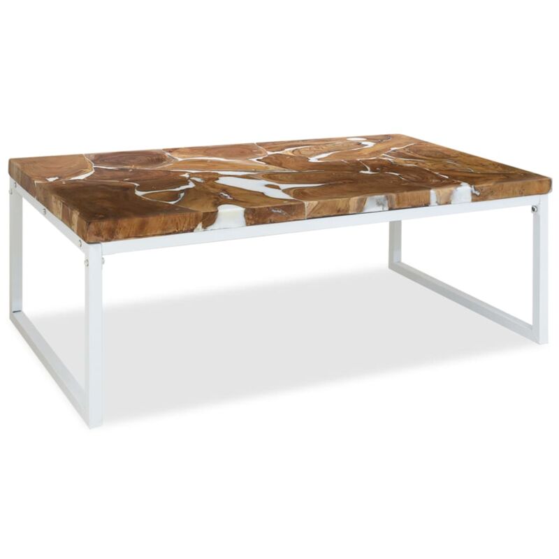 foto del prodotto vidaxl tavolino da salotto in legno di teak e resina 110x60x40 cm