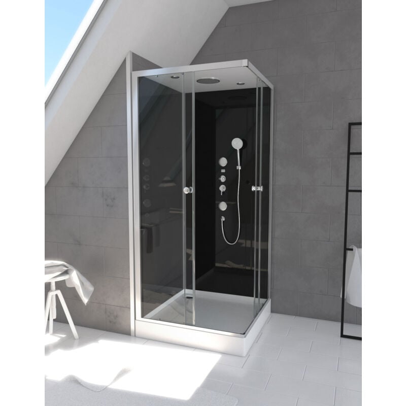 foto del prodotto aurlane cabina doccia quadrata 90x90x215 cm quadrato raven
