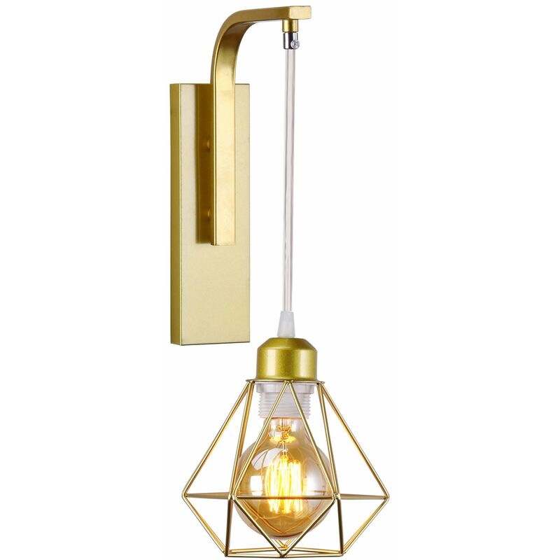 foto del prodotto e27 lampada da parete metallo applique da parete gabbi diamantata industriale vintage per soggiorno cucina