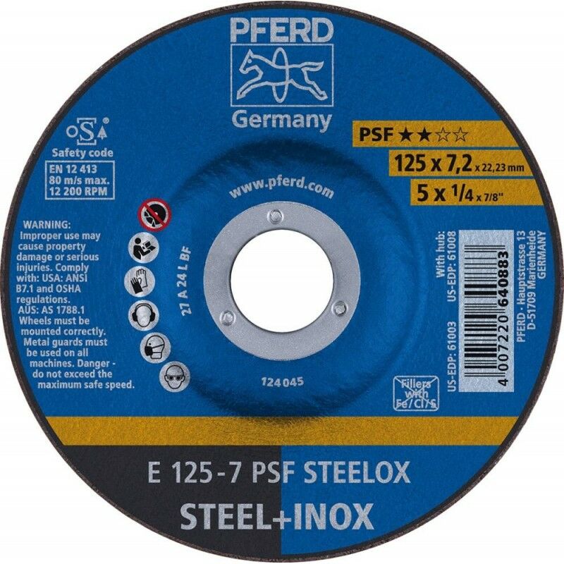 foto del prodotto grinding sgrossatura psfsteelox125x7mm pferd