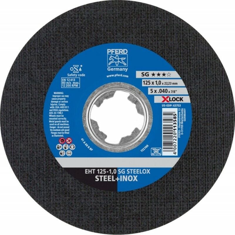 foto del prodotto disco di taglio sg x lock steelox 125x24mm pferd
