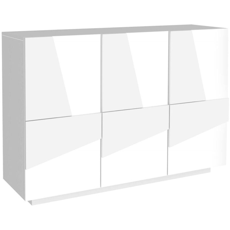foto del prodotto credenza axl, buffet da soggiorno multifunzione, madia da salotto a 3 ante, 100 made in italy, cm 121x38h86, bianco lucido dmora