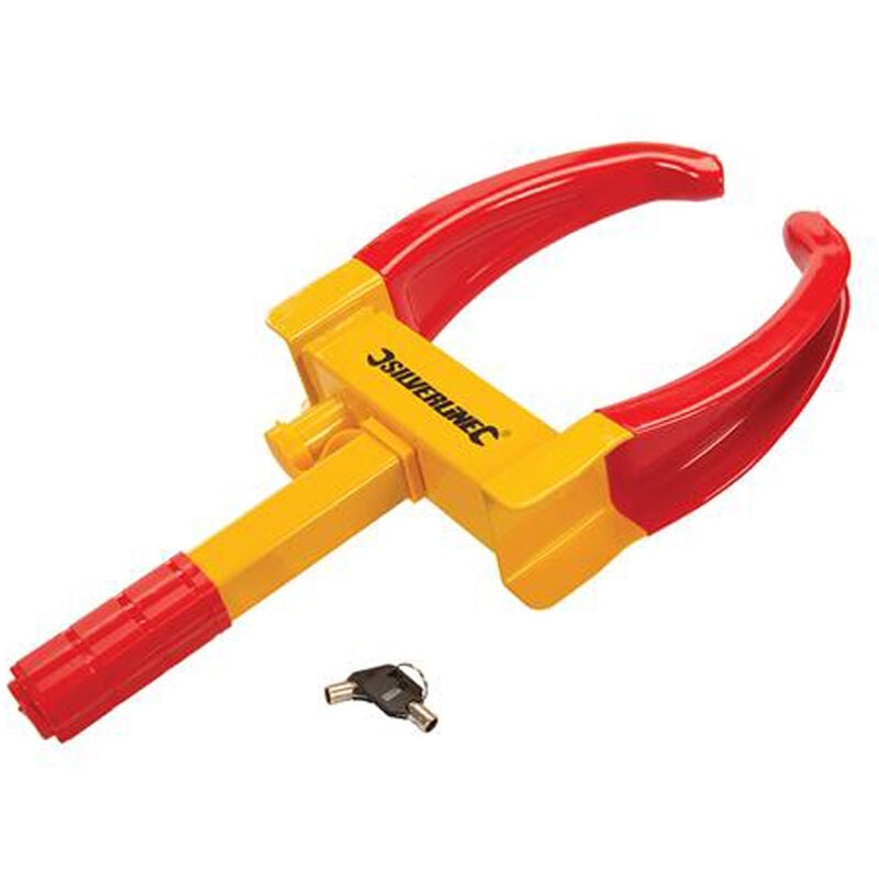foto del prodotto silverline ganascia per ruote blocca ruota antifurto morsa 2 chiavi 175 225mm