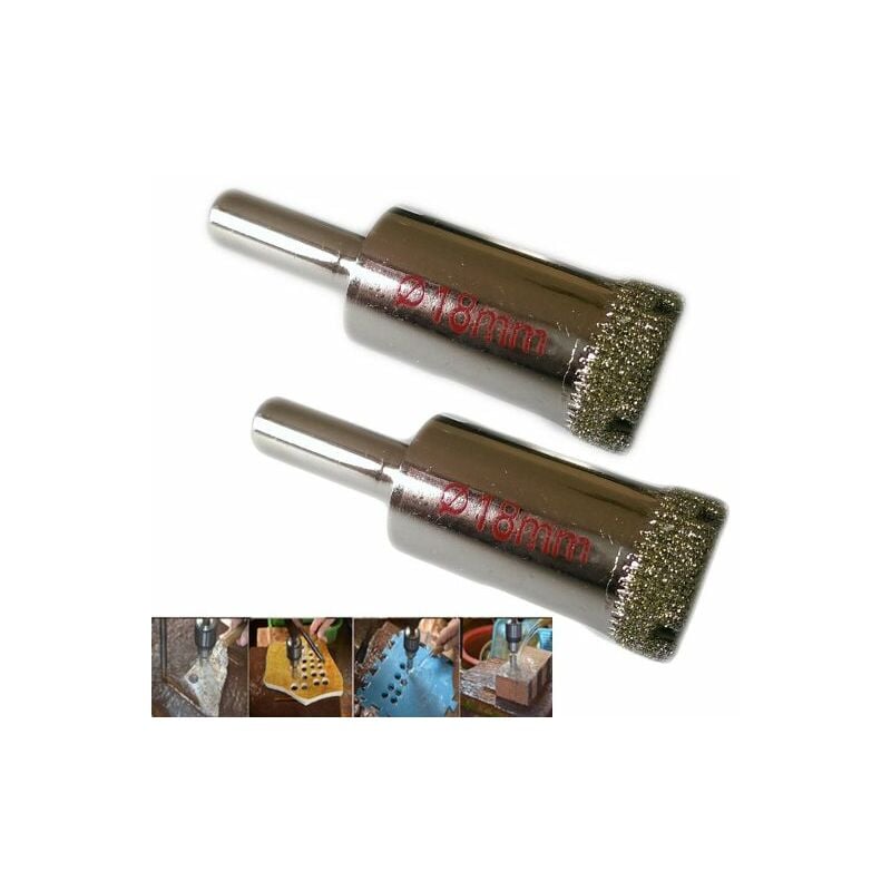 foto del prodotto kit 2 fresa a tazza diamantata 18 mm per vetro, marmo, ceramica e vetroresina