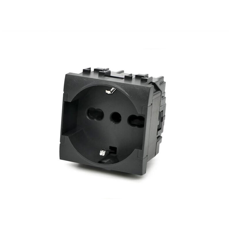 foto del prodotto presa schuko 10 16a compatibile con living light international air prese spina 2p presa elettrica a muro spina nero