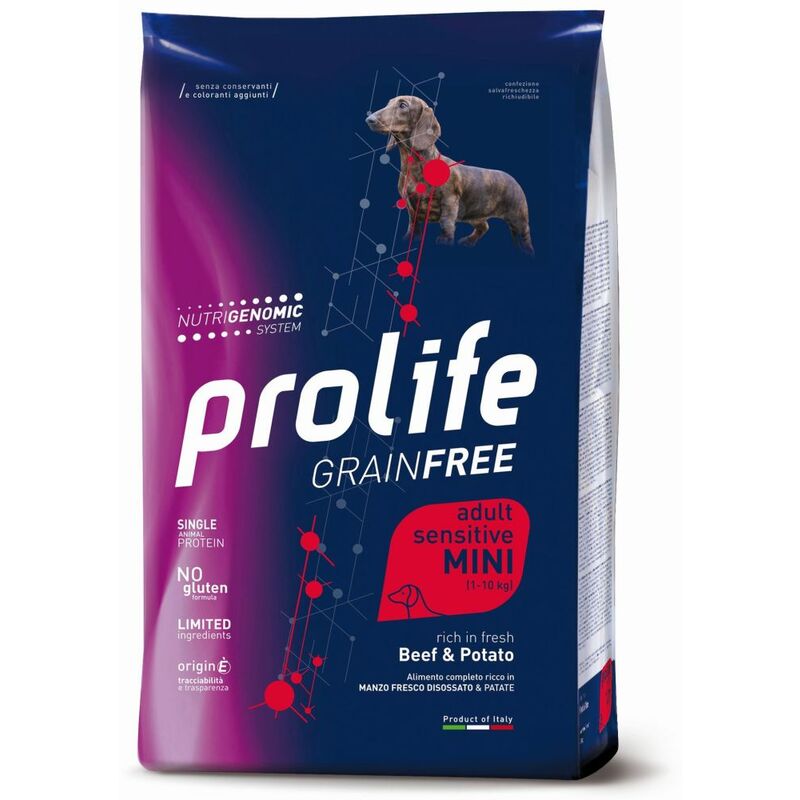 foto del prodotto dog grain free sensitive mini adult manzo e patate 600gr prolife
