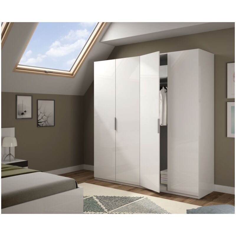 foto del prodotto armadio 180x200h cm con quattro ante battenti bianco lucido livorno
