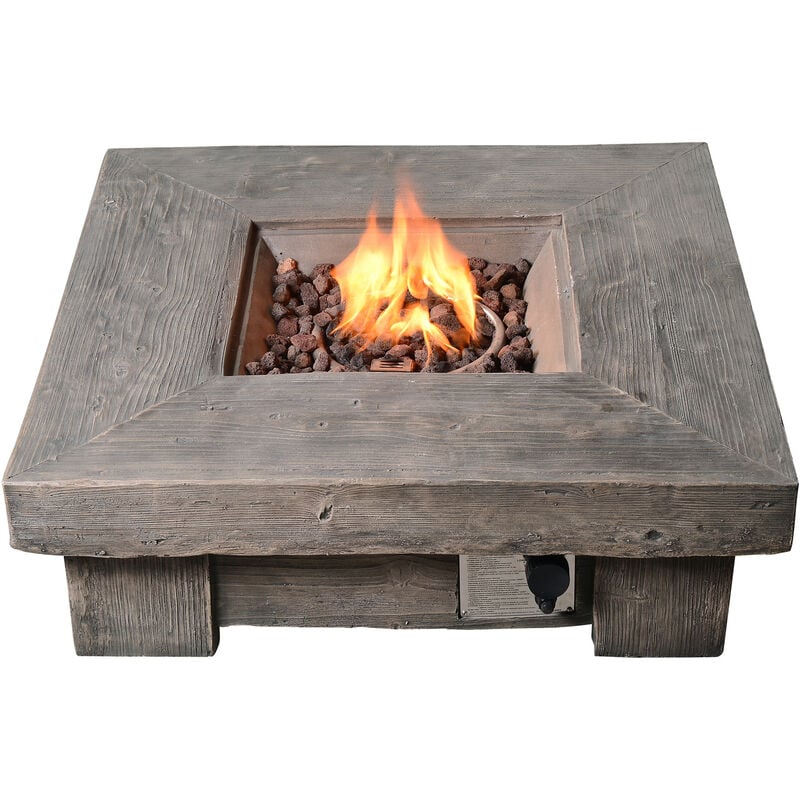 foto del prodotto teamson home all aperto giardino gas propano braciere da tavolo basso, braciere senza fumo, riscaldatore per mobili da patio, effetto legno con