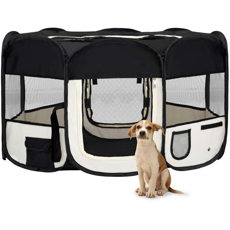 foto del prodotto vidaxl box per cani pieghevole con borsa trasporto nero 145x145x61 cm