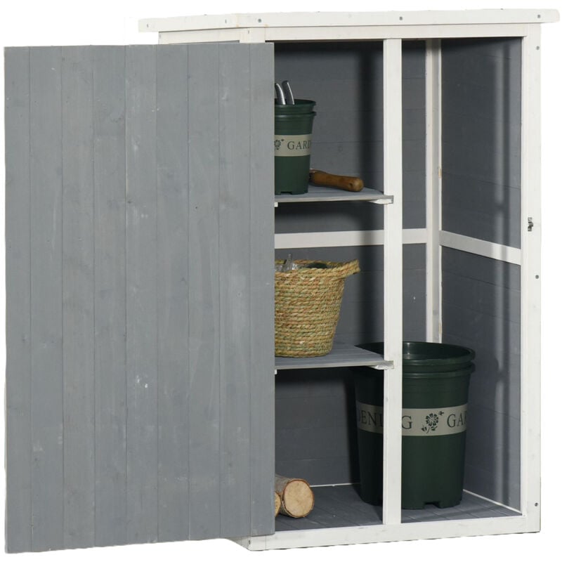 foto del prodotto capanno porta attrezzi in legno impermeabile 75x56x115 cm grigio outsunny