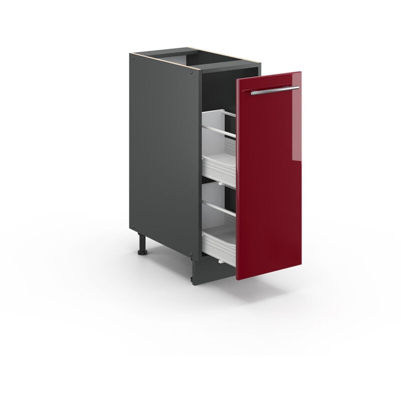 foto del prodotto armadio cucina dispensa alto fame line, rosso bordeaux lucido, 30 cm senza piano di lavoro vicco