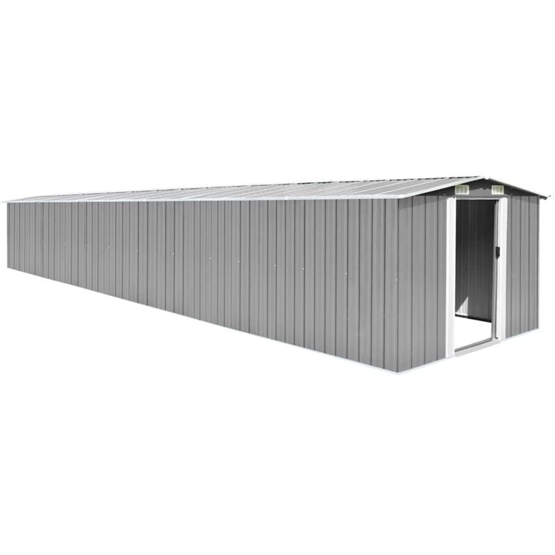 foto del prodotto vidaxl capanno da giardino grigio 257x779x181 cm in acciaio zincato