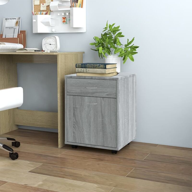 foto del prodotto vidaxl armadietto con ruote grigio sonoma 45x38x54cm legno multistrato