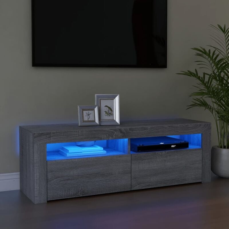 foto del prodotto vidaxl mobile porta tv con luci led grigio sonoma 120x35x40 cmcm