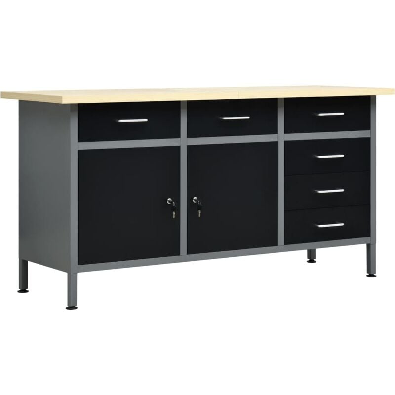 foto del prodotto vidaxl banco da lavoro nero 160x60x85 cm in acciaio