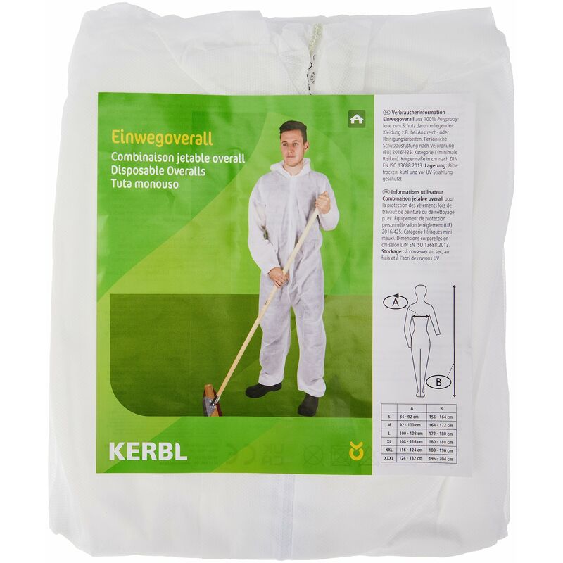 foto del prodotto 3408, tuta in polipropilene monouso bianco taglia xl kerbl
