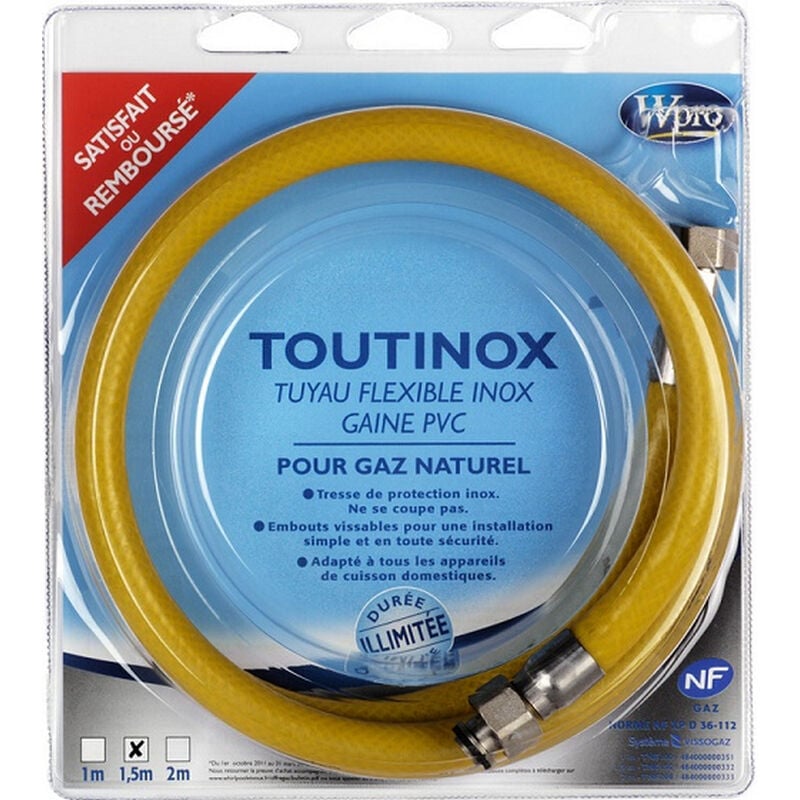 foto del prodotto wpro tubi del gas butano propano illimitati 1m50 tne150