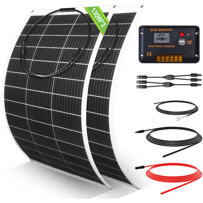 foto del prodotto it pannello solare flessibile da 260w 12v 24v stivale marino per camper semi ultraleggero eco worthy