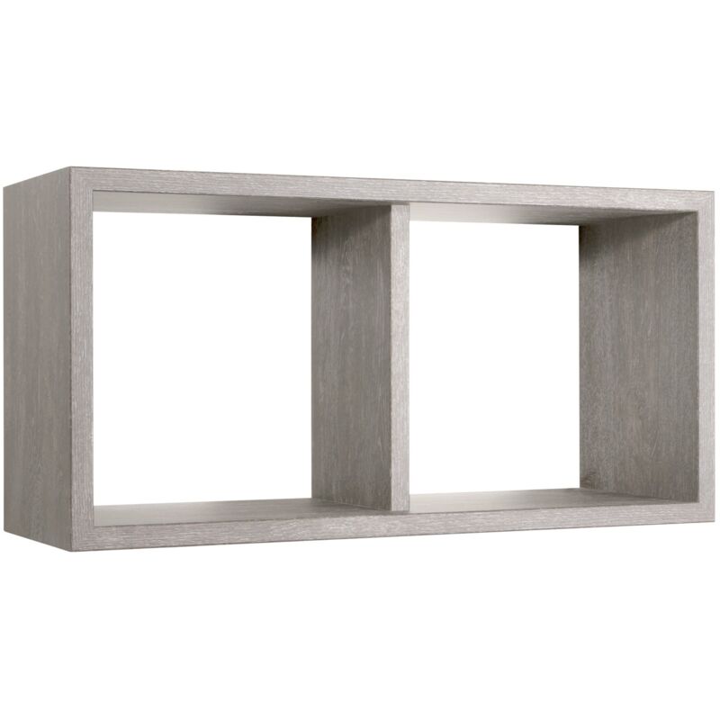 foto del prodotto mensola da parete scaffale 2 scomparti rovere grigio salotto camera soggiorno moderno morgana maxi