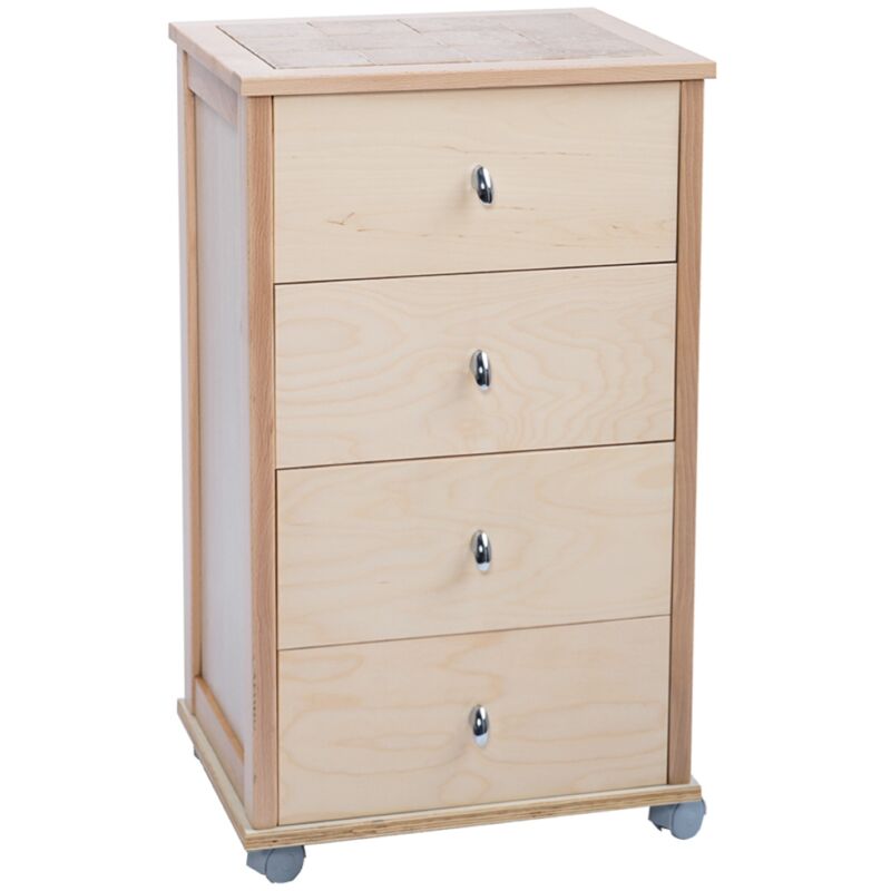 foto del prodotto carrello da cucina poker con cassetti e piano in ceramica naturale